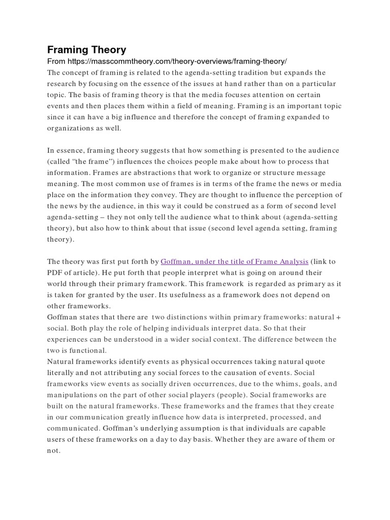 Understanding Framing Theory in Media | PDF | Framing (Social Sciences ...