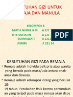 Kebutuhan Gizi Untuk Remaja Dan Manula