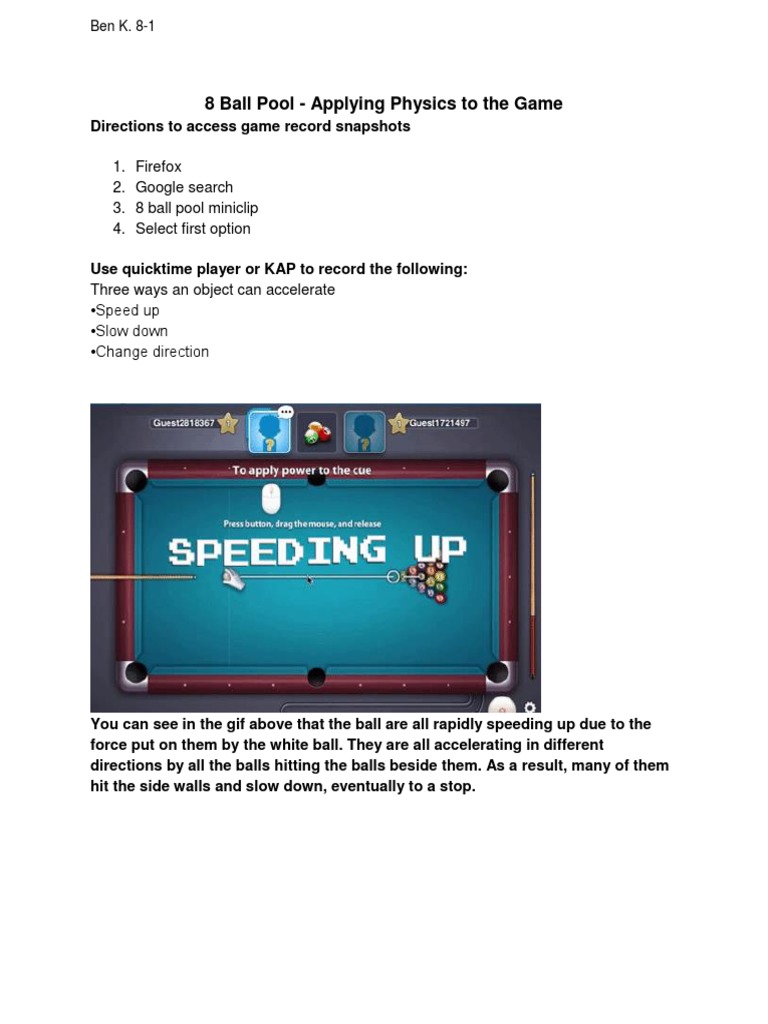 8 Ball Pool Applying Physics To The Game Sports Nature