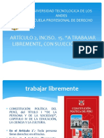 Derecho a trabajar libremente según el artículo 2 inciso 15 de la Constitución Peruana