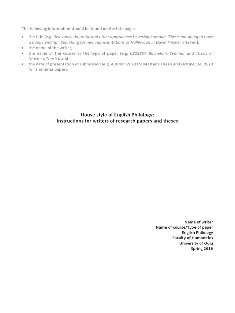 House Style May 4 2016 | PDF | Citation | Thesis