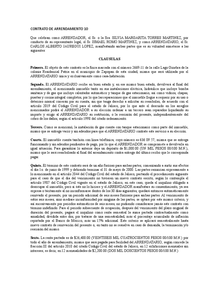 Contrato de Arrendamiento 10