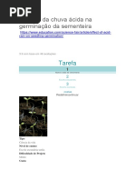 O Efeito Da Chuva Ácida Na Germinação Da Sementeira