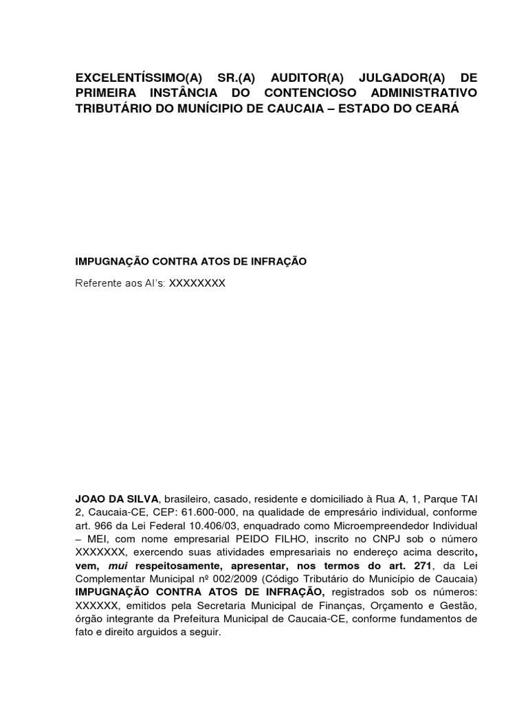 Modelo de Impugnação A Execucao Fiscal | PDF | Governo | Justiça
