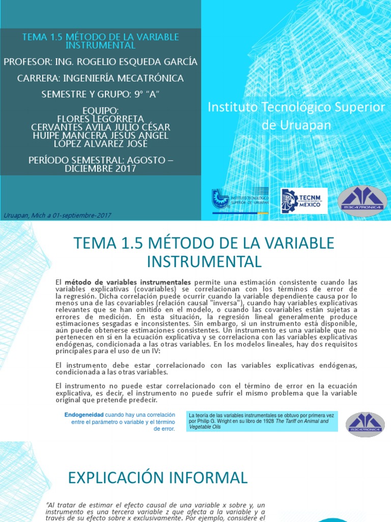 Método de Variables Instrumentales | PDF | Métodos matemáticos y ...