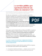 Destituyen A Servidor Público Por Acreditar Experiencia Laboral Con Documento Falso en Concurso CAS