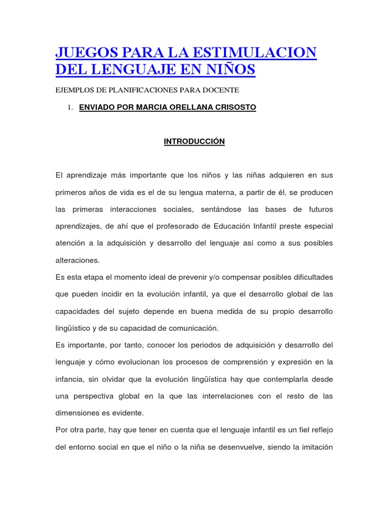 Juegos y dinámicas para estimular el lenguaje en niños de educación ...