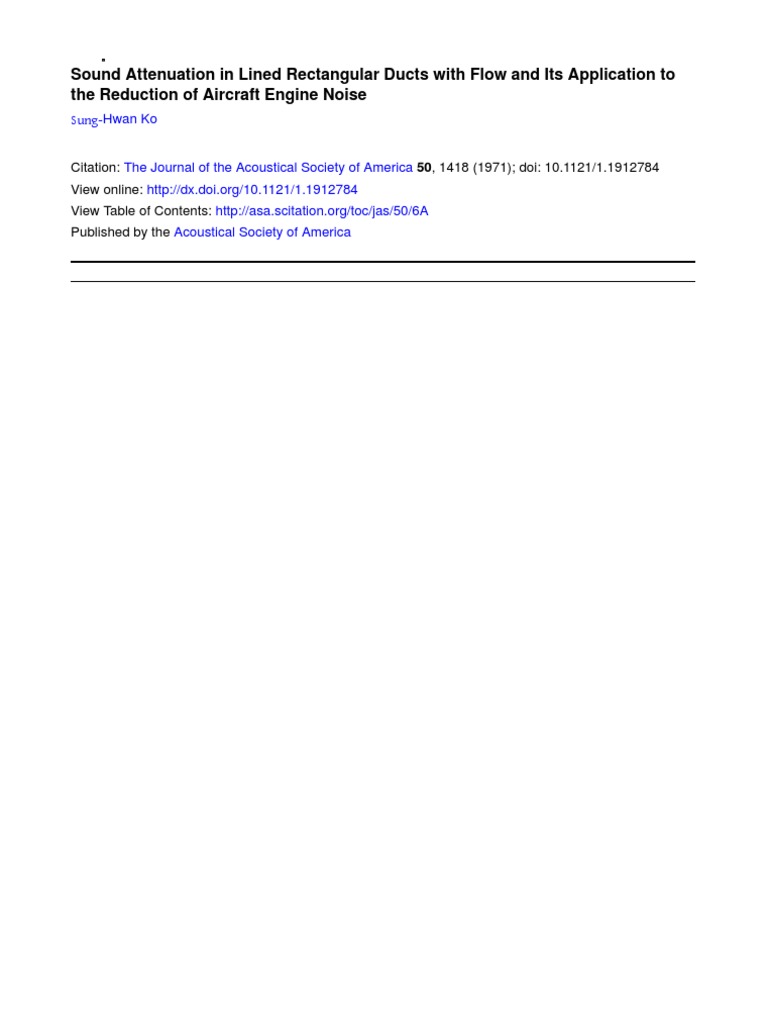 Aircraft Engine Noise Reduction in Ducts | PDF | Attenuation | Sound