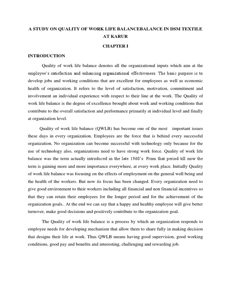 A Study On Work Life Balance of Employee in Organization | PDF | Work ...