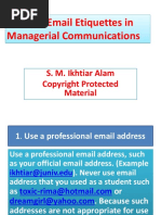 18 Basic Email Etiquettes in Managerial Communications: S. M. Ikhtiar Alam Material