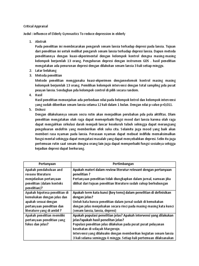 Tugas Individu Critical Appraisal Jurnal Pdf