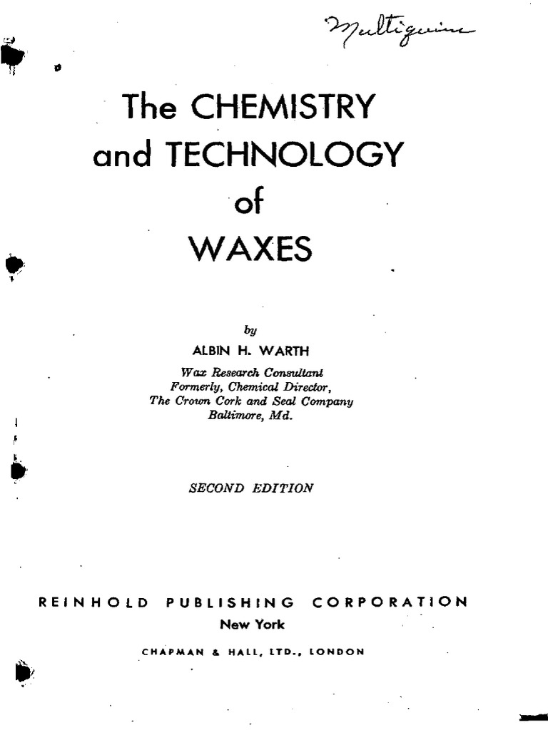 Chemistry of Waxes PDF PDF Wax Alkane