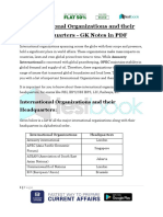 International Organizations and Their Headquarters GK Notes in PDF 1