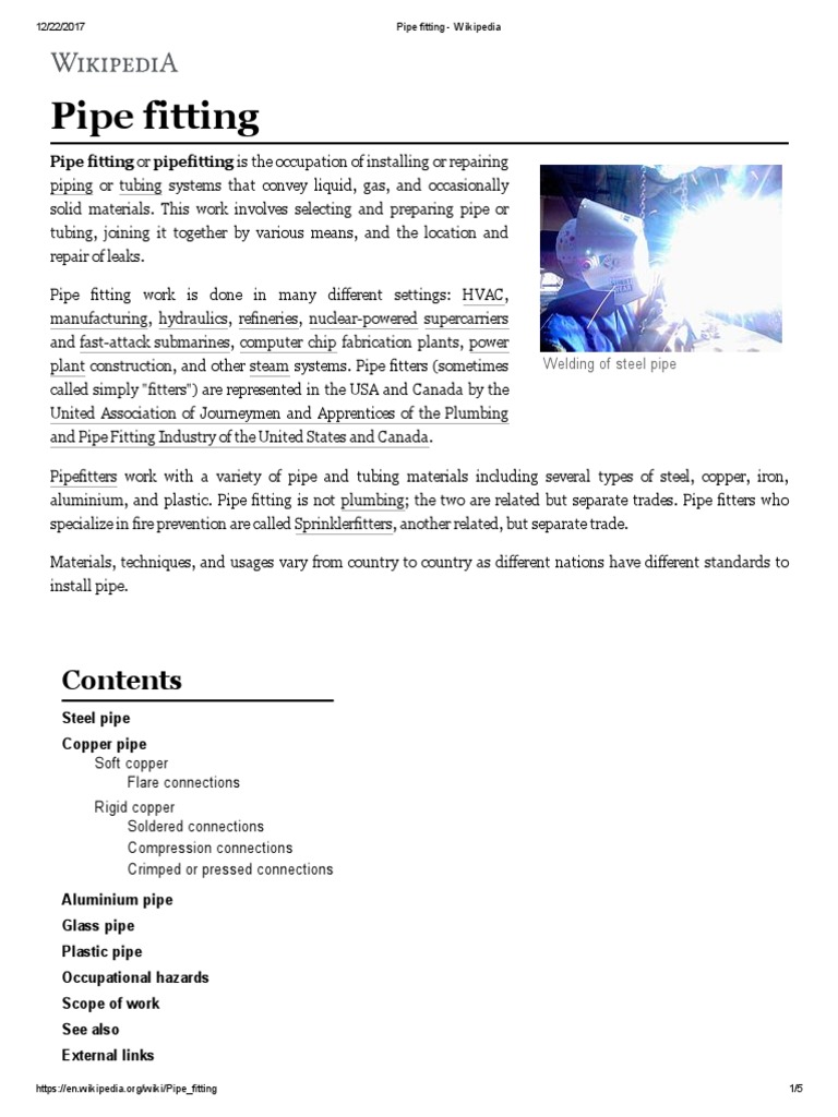 Pipe Fitting Wikipedia PDF Pipe (Fluid Conveyance) Tools