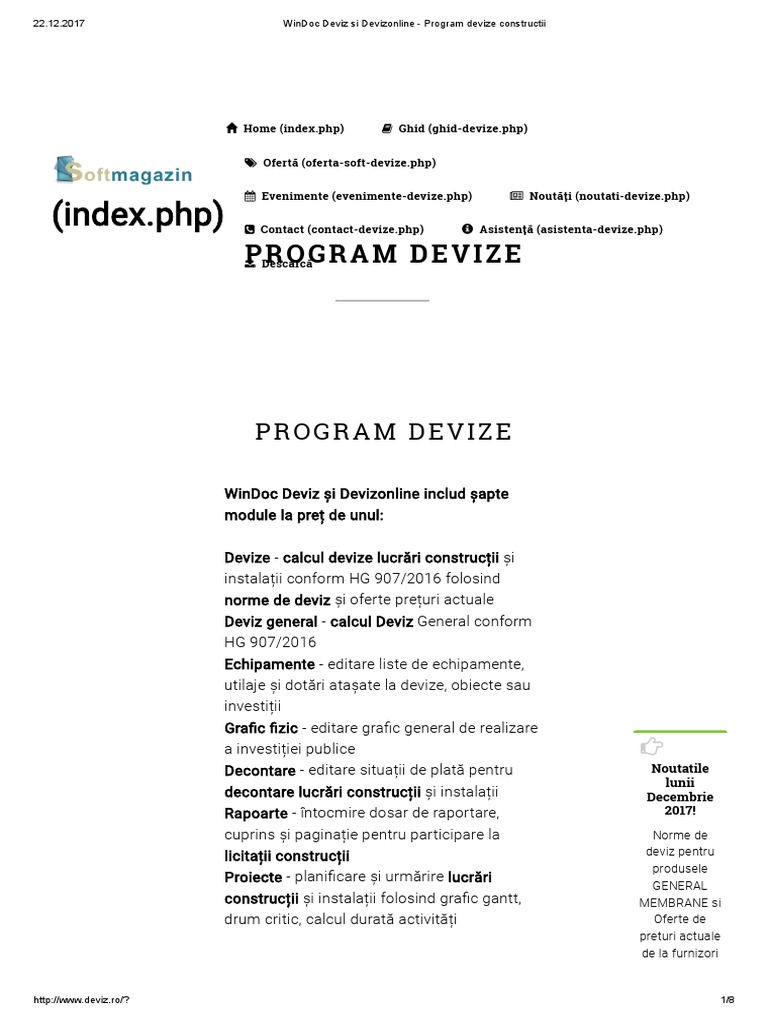 WinDoc Deviz Si Devizonline - Program Devize Constructii | PDF