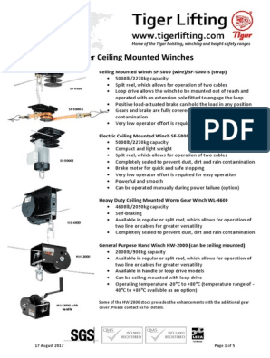 Technical Sheet Ceiling Mounted Winches 201708