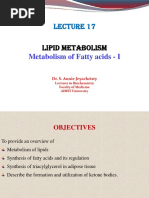 Lipid Metabolism: Metabolism of Fatty Acids - I