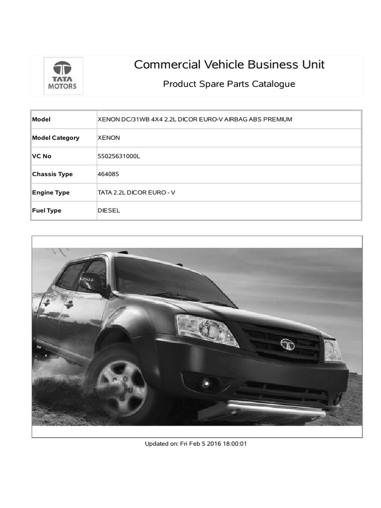 Catalogo Tata Xenon 2.2 PDF Axle Steering