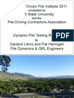 Professors' Driven Pile Institute 2011 Utah State University Pile Driving Contractors Association