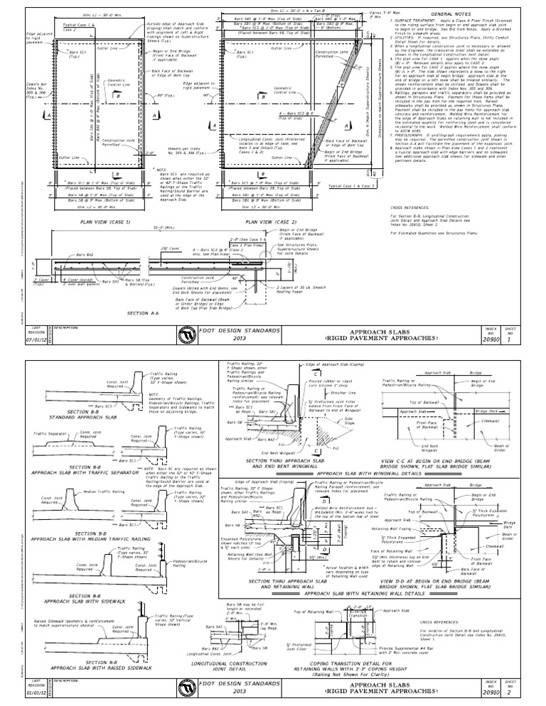 General Notes Fdot Design Standards PDF Sidewalk Bridge
