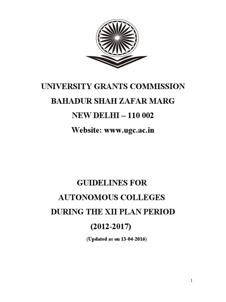UGC Guidelines for Autonomous Colleges | PDF | College | Postgraduate ...