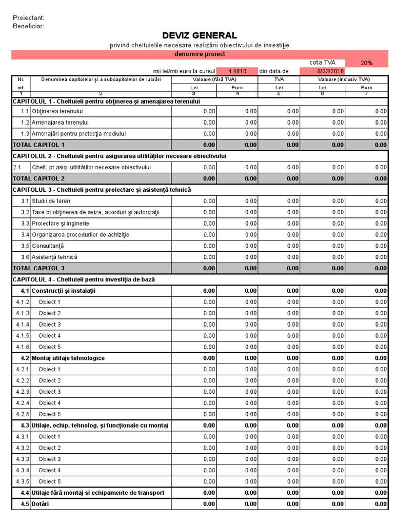Deviz General Model Excel | PDF