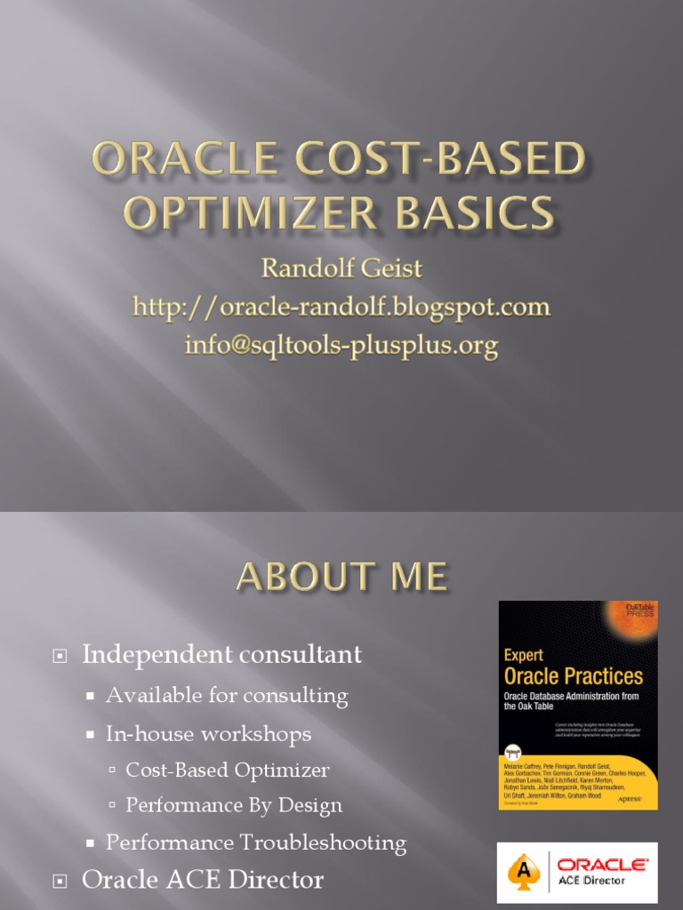 Understanding Oracle Cost-Based Optimizer | PDF | Database Index ...