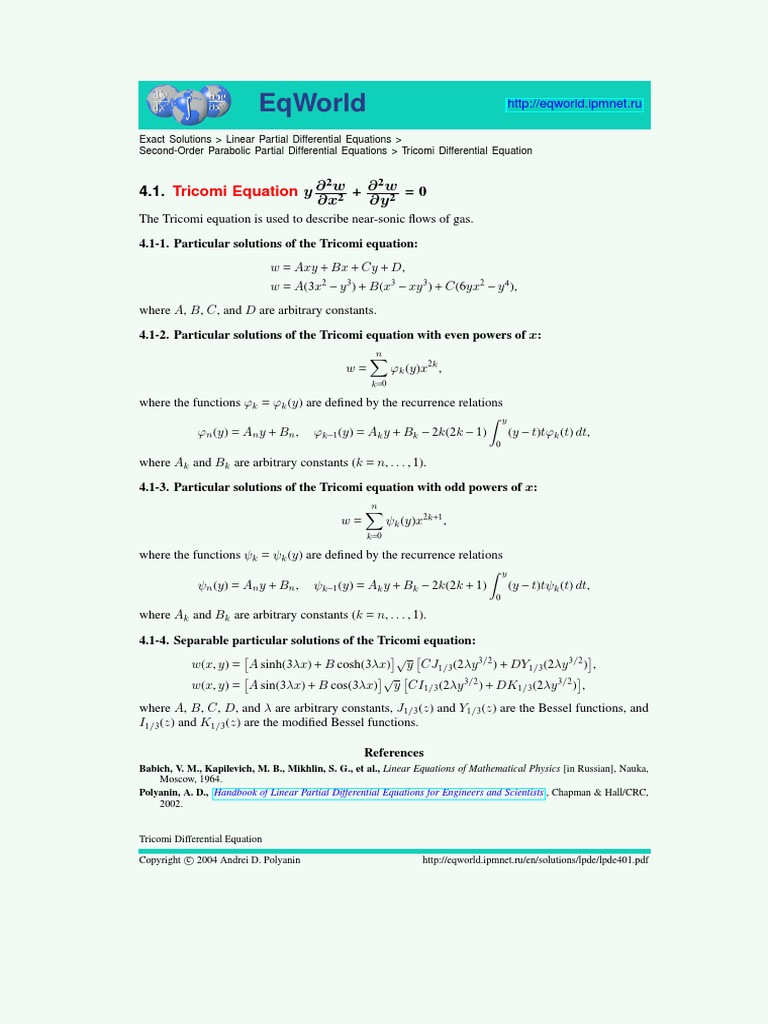 Eqworld Equation PDF Recurrence Relation Equations