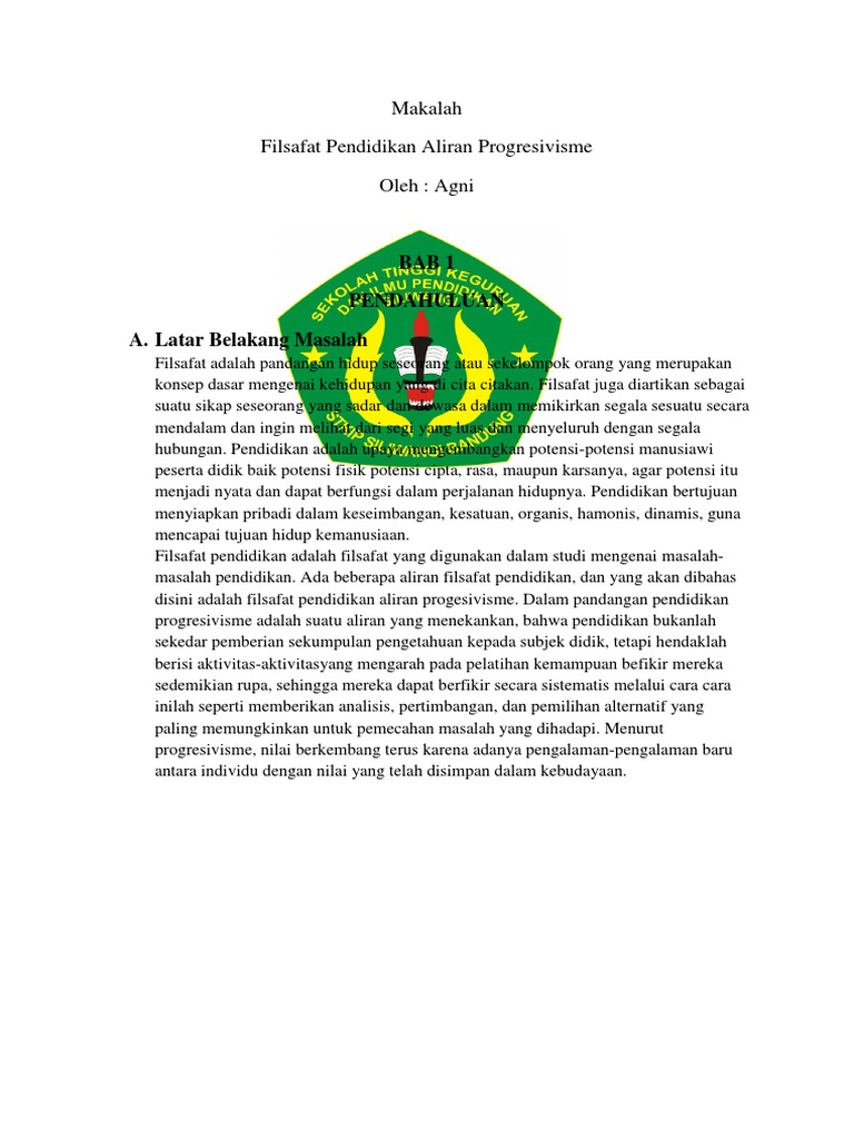 Makalah Progresivisme