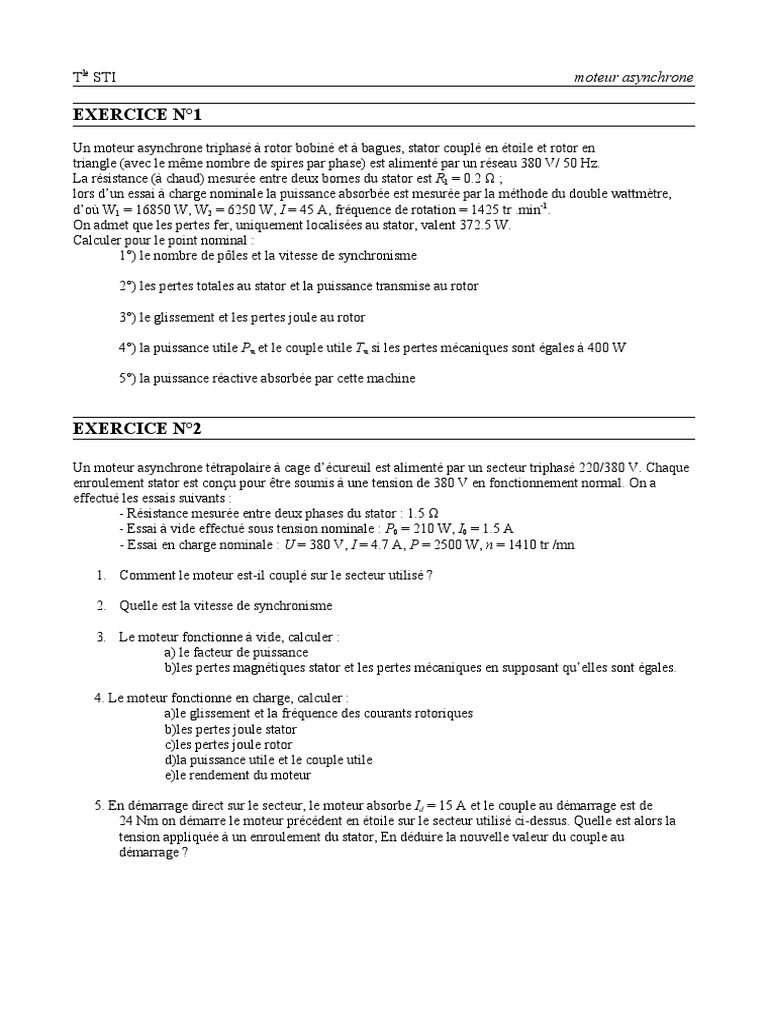 Sujet Corrige Moteur Asynchrone PDF | PDF | Obliger | Électricité