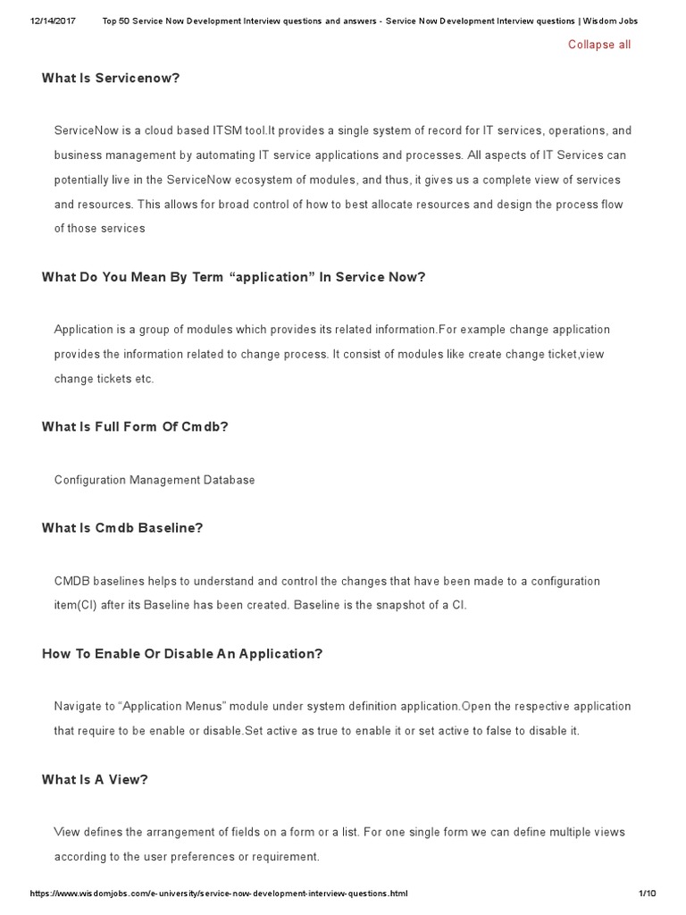 Top 50 Service Now Development Interview Questions and Answers ...