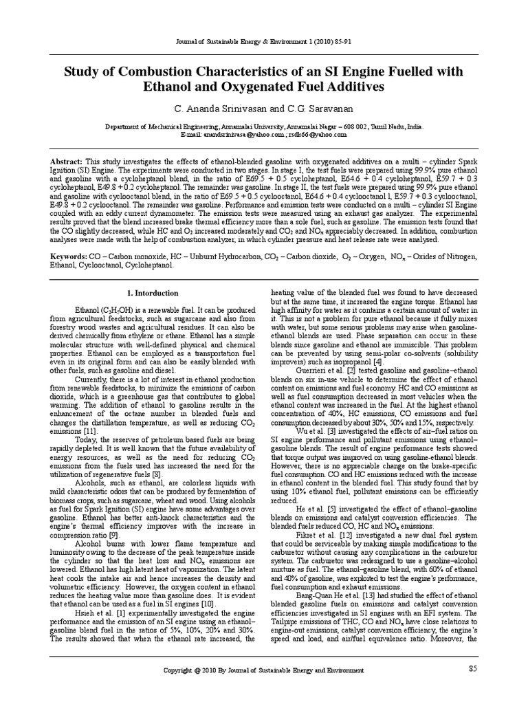 Study of Combustion Characteristics of An SI Engine Fuelled With