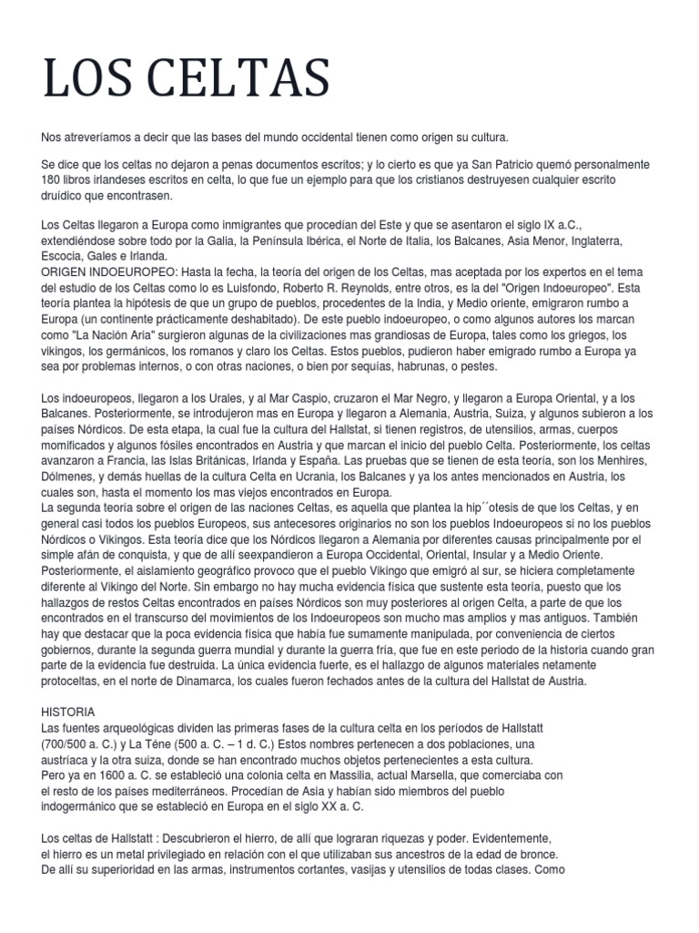 Orígenes y Cultura de los Celtas | PDF | Galia | Celtas