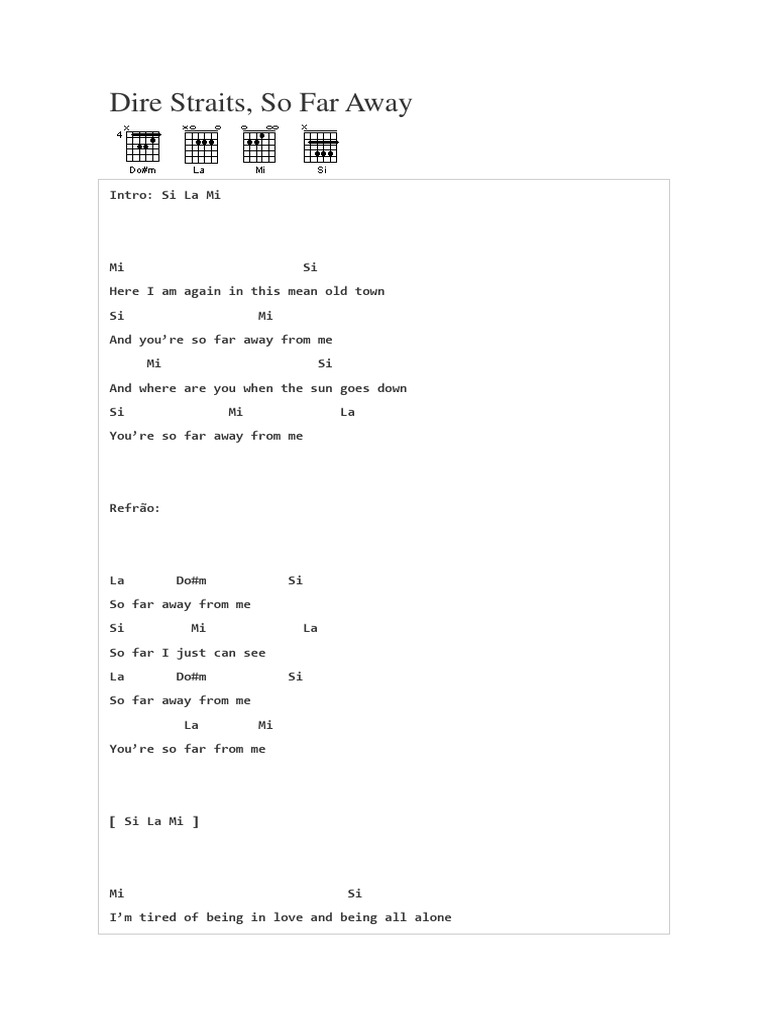 So Far Away - Dire Straits Lyrics | PDF | Lifestyle