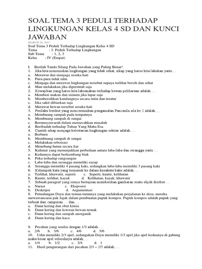 Contoh Soal Bahasa Indonesia Kelas 4 Kd 3 1 Guru Paud