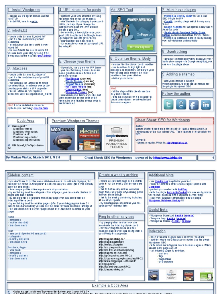 SEO Cheat Sheet for WordPress | PDF | Word Press | Search Engine ...