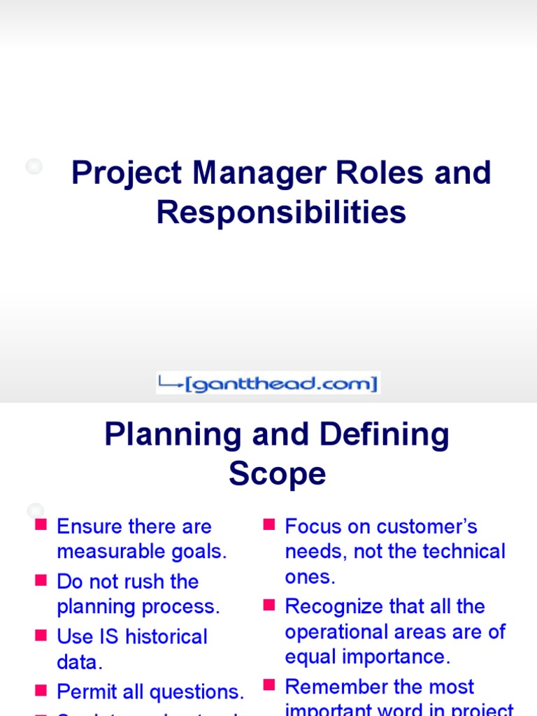 Project Manager Responsibilities Guide | PDF | Procurement | Risk