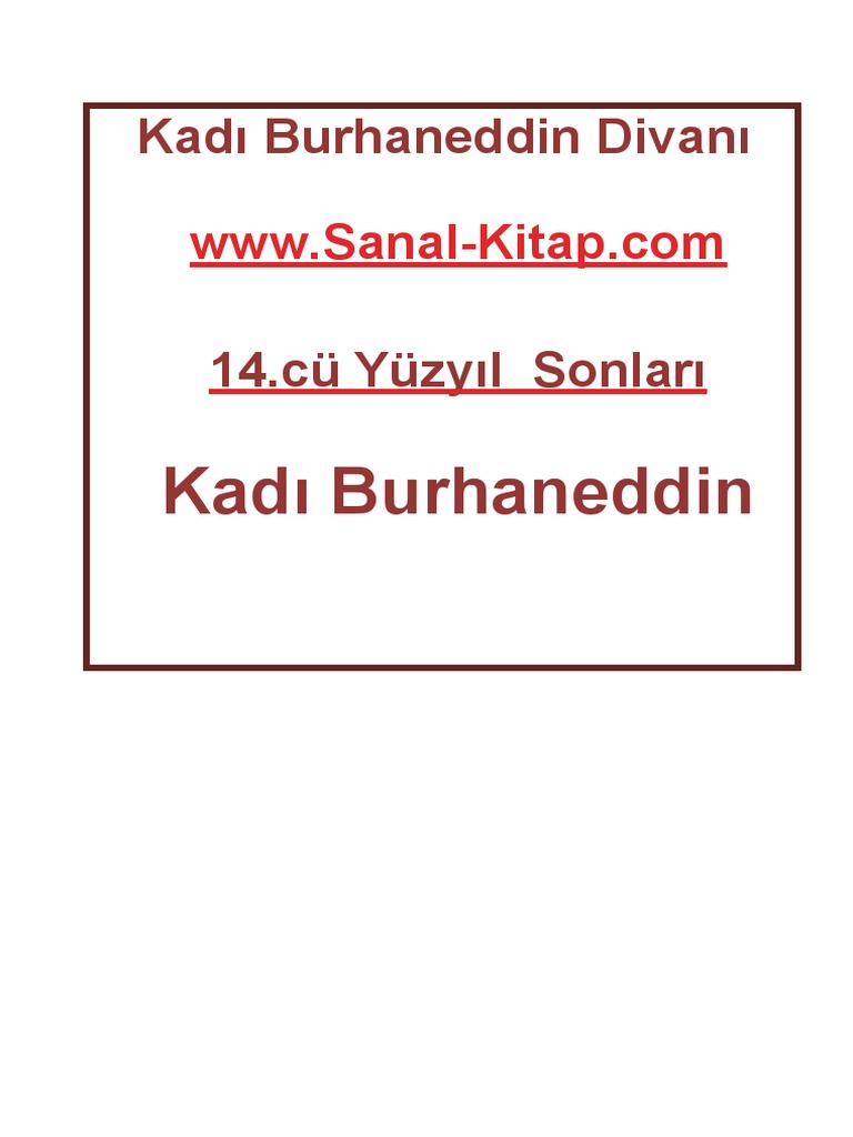 Kadı Burhaneddin Divanı PDF | PDF