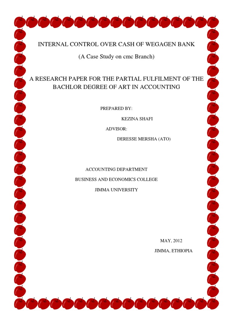 Internal Cash Control at Wegagen Bank | PDF | Cheque | Internal Control