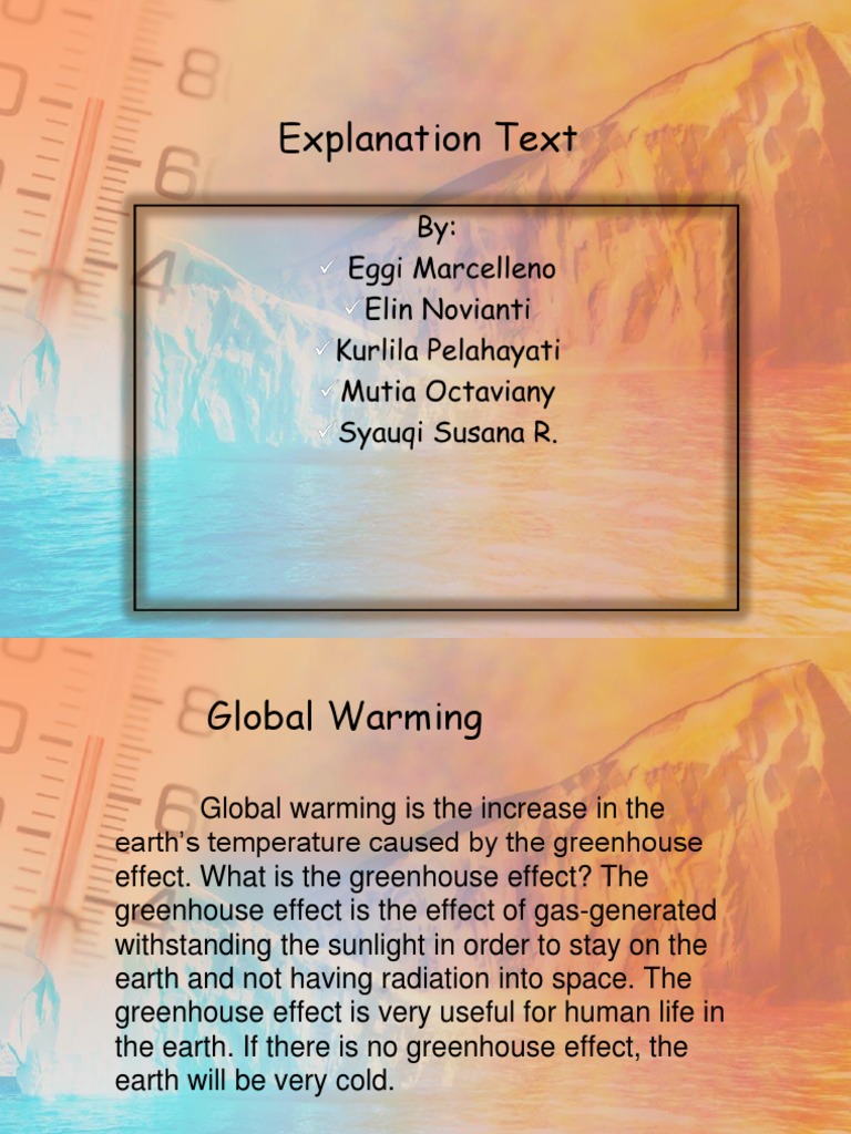Explanation Text Global Warming Greenhouse Effect Global Warming