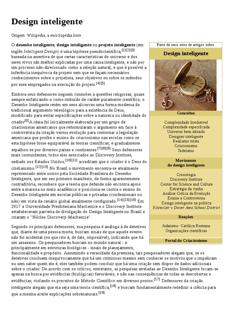 Design Inteligente | PDF | Design inteligente | Criacionismo