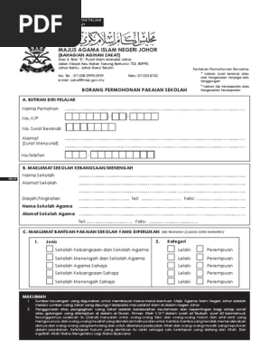 Borang Skim Bantuan Pakaian Sekolah Pdf