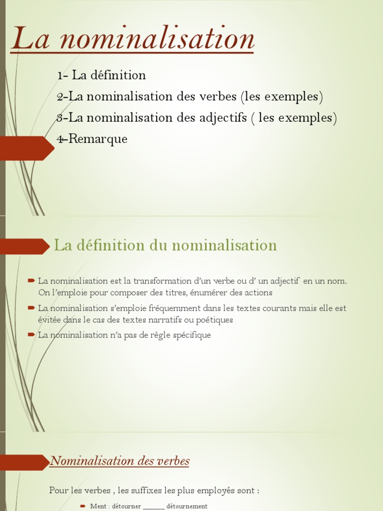 Comprendre la nominalisation en français | PDF | Syntaxe | Règles