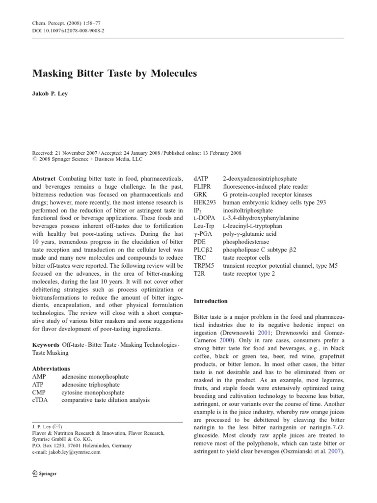 Masking Bitter Taste by Molecules PDF Taste Flavor