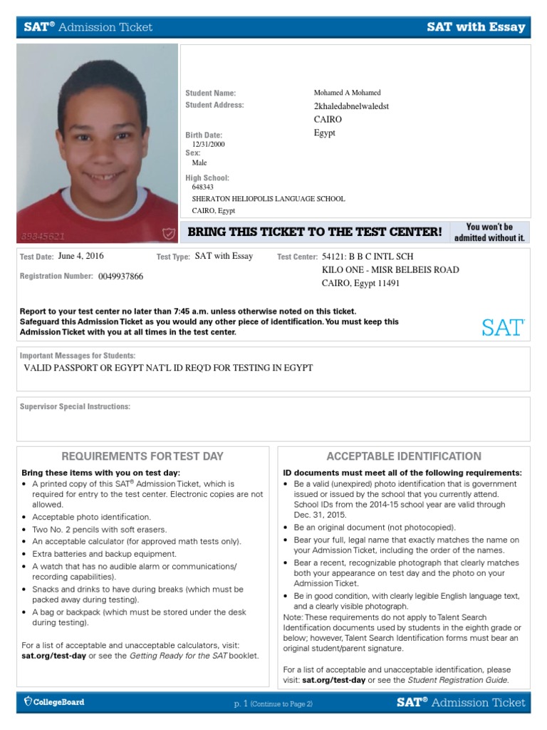 Sat admission ticket pdf image