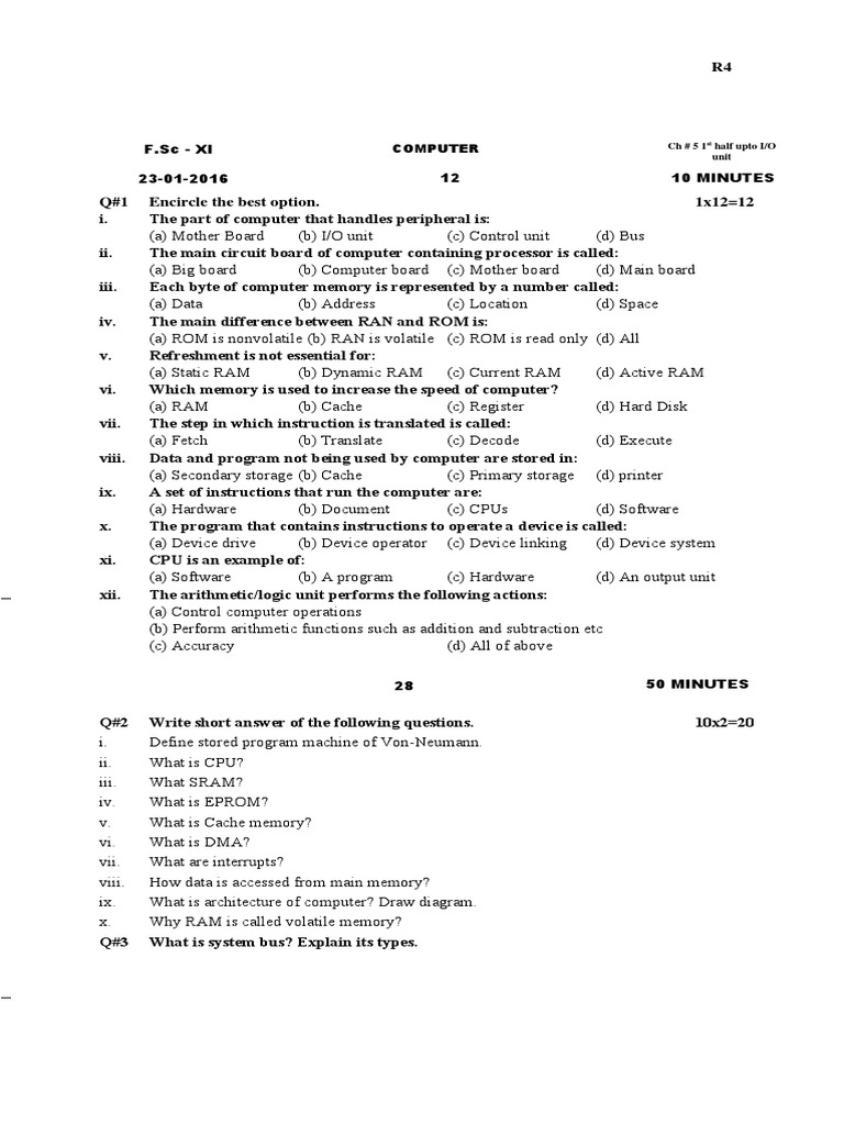 Computer I/O Unit and Memory Concepts | PDF | Random Access Memory ...