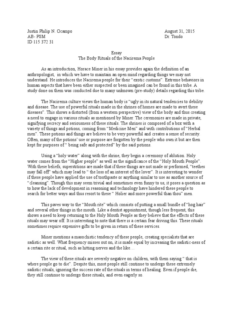 Rituals essays image