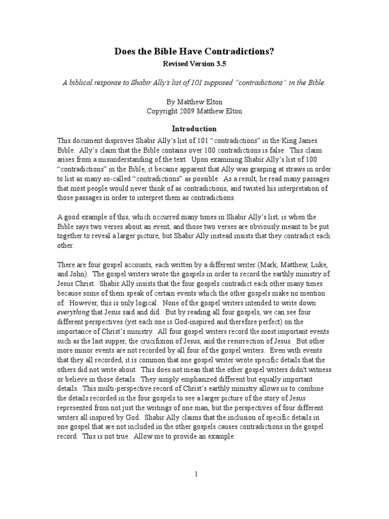 101 Contradictions in The Bible | PDF | Religion & Spirituality