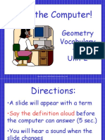 Beat The Computer!: Geometry Vocabulary For Unit 2