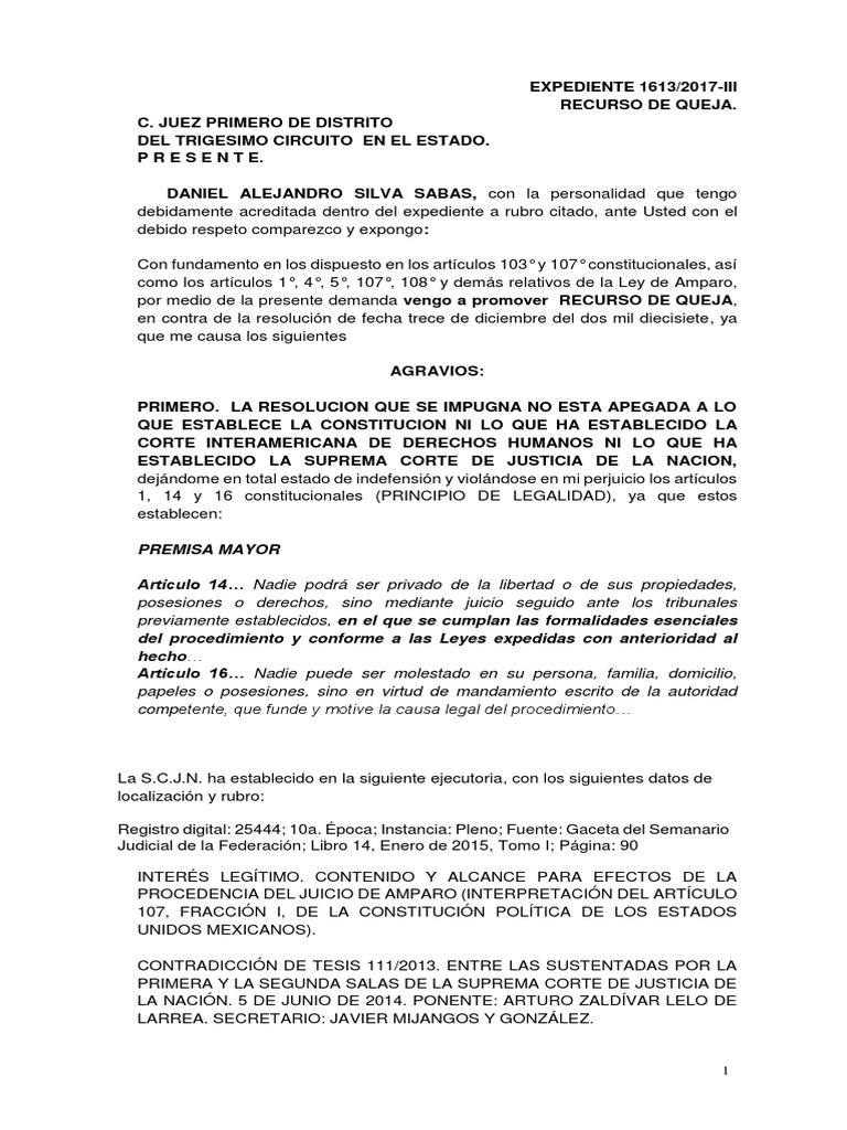 Recurso de Queja en Amparo Directo | PDF | Caso de ley | Juez